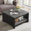 imageYITAHOME Coffee Table with Storage Square Coffee Tables for Living Meeting Room Farmhouse Coffee Table with Large Half Open Storage Compartment Rustic Wood Cocktail Table BlackGray  Black