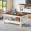imageYITAHOME Coffee Tables for Living Room Farmhouse Rectangle Center Table with Storage Shelf Rustic Wood Living Room Table Space Saving Easy Assembly Honey Brown