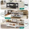 imageYITAHOME Coffee Tables for Living Room Farmhouse Rectangle Center Table with Storage Shelf Rustic Wood Living Room Table Space Saving Easy Assembly Honey Brown