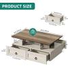 imageYITAHOME Farmhouse LED Coffee Table with Storage 4 Drawers Wood Coffee Tables for Living Room 2 Tiers Open Display Area with Metal Chic Handles Industrial Cocktail Center Table Brown and OakBrown and Oak