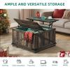 imageYITAHOME Farmhouse Lift Top Coffee Table for Living Room Square Wood Coffee Table with Large Hidden Storage Compartment Rustic Cocktail Table with Hinged Lift Top for Home Office Reclaimed BarnwoodDark Rustic Oak