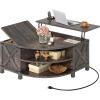 imageYITAHOME Farmhouse Lift Top Coffee Table with Storage Wood Cured Center Table with Charging StationampampUSB Port Living Room Table wLarge Hidden Space for Bedroom Home Office Dark Rustic OakDark Rustic Oak