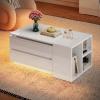 imageYITAHOME LED Coffee Table with 4 Storage Drawers Extendable Coffee Tables for Living Room Modern Wooden Rectangle Cocktail Table with Open Shelves ampamp Sliding Tabletop 35quot 61quot BlackWhite