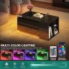 imageYITAHOME LED Coffee Table with 4 Storage Drawers Extendable Coffee Tables for Living Room Modern Wooden Rectangle Cocktail Table with Open Shelves ampamp Sliding Tabletop 35quot 61quot BlackBlack