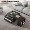 imageYITAHOME LED Coffee Table with 4 Storage Drawers Extendable Coffee Tables for Living Room Modern Wooden Rectangle Cocktail Table with Open Shelves ampamp Sliding Tabletop 35quot 61quot BlackBlack