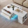 imageYITAHOME LED Coffee Table with 4 Storage Drawers Extendable Coffee Tables for Living Room Modern Wooden Rectangle Cocktail Table with Open Shelves ampamp Sliding Tabletop 35quot 61quot BlackWhite