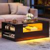 imageYITAHOME LED Coffee Table with 4 Storage Drawers Extendable Coffee Tables for Living Room Modern Wooden Rectangle Cocktail Table with Open Shelves ampamp Sliding Tabletop 35quot 61quot BlackBlack