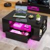 imageYITAHOME LED Coffee Table with 4 Storage Drawers Extendable Coffee Tables for Living Room Modern Wooden Rectangle Cocktail Table with Open Shelves ampamp Sliding Tabletop 35quot 61quot BlackBlack