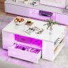 imageYITAHOME LED Coffee Table with 4 Storage Drawers Extendable Coffee Tables for Living Room Modern Wooden Rectangle Cocktail Table with Open Shelves ampamp Sliding Tabletop 35quot 61quot BlackWhite
