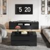 imageYITAHOME LED Coffee Table with 4 Storage Drawers Extendable Coffee Tables for Living Room Modern Wooden Rectangle Cocktail Table with Open Shelves ampamp Sliding Tabletop 35quot 61quot BlackBlack
