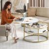 imageYITAHOME Round Lift Top Coffee Table Coffee Tables for Living Room with Hidden Storage Compartment Modern Circle Coffee Table for Home Office Round Center Tables Living Room Marble Top and Gold