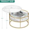 imageYITAHOME Round Lift Top Coffee Table Coffee Tables for Living Room with Hidden Storage Compartment Modern Circle Coffee Table for Home Office Round Center Tables Living Room Marble Top and Gold
