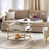 imageYITAHOME Round Lift Top Coffee Table Coffee Tables for Living Room with Hidden Storage Compartment Modern Circle Coffee Table for Home Office Round Center Tables Living Room Marble Top and Gold