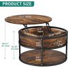 imageYITAHOME Round Lift Top Coffee Table with Storage Brown Farmhouse Coffee Tables for Living Room Modern Coffee Table with Hidden Storage Compartment Round Center Tables Living Room Home Office BrownBrown