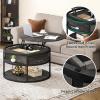 imageYITAHOME Round Lift Top Coffee Table with Storage Brown Farmhouse Coffee Tables for Living Room Modern Coffee Table with Hidden Storage Compartment Round Center Tables Living Room Home Office BrownDark Grey