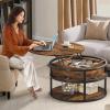 imageYITAHOME Round Lift Top Coffee Table with Storage Brown Farmhouse Coffee Tables for Living Room Modern Coffee Table with Hidden Storage Compartment Round Center Tables Living Room Home Office BrownBrown