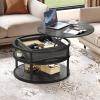 imageYITAHOME Round Lift Top Coffee Table with Storage Brown Farmhouse Coffee Tables for Living Room Modern Coffee Table with Hidden Storage Compartment Round Center Tables Living Room Home Office BrownDark Grey
