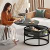 imageYITAHOME Round Lift Top Coffee Tables for Living Room with Hidden Storage Compartment Modern Grey Coffee Table with Storage 2 Tiers for Home Decor Office Round Center Tables Living Room Table GreyGrey