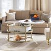 imageYITAHOME Round Lift Top Coffee Tables for Living Room with Hidden Storage Compartment Modern Grey Coffee Table with Storage 2 Tiers for Home Decor Office Round Center Tables Living Room Table GreyMarble and Gold