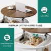 imageYITAHOME Round Lift Top Coffee Tables for Living Room with Hidden Storage Compartment Modern Grey Coffee Table with Storage 2 Tiers for Home Decor Office Round Center Tables Living Room Table GreyBrown and White