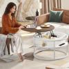 imageYITAHOME Round Lift Top Coffee Tables for Living Room with Hidden Storage Compartment Modern Grey Coffee Table with Storage 2 Tiers for Home Decor Office Round Center Tables Living Room Table GreyBrown and White