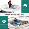 imageYITAHOME Round Lift Top Coffee Tables for Living Room with Hidden Storage Compartment Modern Grey Coffee Table with Storage 2 Tiers for Home Decor Office Round Center Tables Living Room Table GreyMarble and Gold