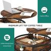 imageYITAHOME Round Lift Top Coffee Tables for Living Room with Hidden Storage Compartment Modern Grey Coffee Table with Storage 2 Tiers for Home Decor Office Round Center Tables Living Room Table GreyRustic Brown