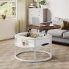 imageYITAHOME Round Lift Top Coffee Tables for Living Room with Hidden Storage Compartment Modern Grey Coffee Table with Storage 2 Tiers for Home Decor Office Round Center Tables Living Room Table GreyBrown and White