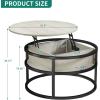 imageYITAHOME Round Lift Top Coffee Tables for Living Room with Hidden Storage Compartment Modern Grey Coffee Table with Storage 2 Tiers for Home Decor Office Round Center Tables Living Room Table GreyWhite Oak