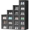 imageYITAHOME Shoe Storage Box Set of 12 Medium Size Shoe Storage Organizers Stackable Shoe Storage Box Rack Containers  Medium Size138L x 98W x 73HBlack