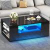 imageYITAHOME LED Coffee Table with 4 Storage Drawers Extendable Coffee Tables for Living Room Modern Wooden Rectangle Cocktail Table with Open Shelves ampamp Sliding Tabletop 35quot 61quot BlackBlack