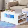 imageYITAHOME LED Coffee Table with 4 Storage Drawers Extendable Coffee Tables for Living Room Modern Wooden Rectangle Cocktail Table with Open Shelves ampamp Sliding Tabletop 35quot 61quot BlackWhite