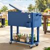 imageYITAHOME 80 Quart Patio Cooler Cart with Bottle Opener Drainage Portable Rolling Beverage Cart for Outdoor Drink Cooler Pool Deck Party BBQ CookoutsNavy