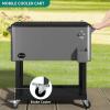 imageYITAHOME 80 Quart Patio Cooler Cart with Bottle Opener Drainage Portable Rolling Beverage Cart for Outdoor Drink Cooler Pool Deck Party BBQ CookoutsSilver