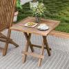 imageYITAHOME Acacia Wood Outdoor Side Table Patio Folding Square End Table with XFrame and Slatted Tabletop for Backyard Patio Garden Living Room Kitchen WeatherDurable No AssemblySquare