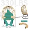 imageYITAHOME Egg Chair with Stand Outdoor Indoor Egg Lounge Chair with Cushion Wicker Chair PE Rattan Chair Included for Patio Garden Backyard Porch BeigeBeige