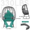 imageYITAHOME Egg Chair with Stand Outdoor Indoor Egg Lounge Chair with Cushion Wicker Chair PE Rattan Chair Included for Patio Garden Backyard Porch BeigeGrey