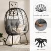 imageYITAHOME Egg Chair with Stand Outdoor Indoor Egg Lounge Chair with Cushion Wicker Chair PE Rattan Chair Included for Patio Garden Backyard Porch BeigeGrey