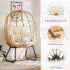 imageYITAHOME Egg Chair with Stand Outdoor Indoor Egg Lounge Chair with Cushion Wicker Chair PE Rattan Chair Included for Patio Garden Backyard Porch BeigeBeige