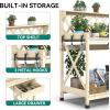 imageYITAHOME Outdoor Garden Workstation Table with Drawer Potting Bench Table wExposed Rack Hanger PVC WaterResistant Mat Natural