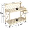 imageYITAHOME Outdoor Garden Workstation Table with Drawer Potting Bench Table wExposed Rack Hanger PVC WaterResistant Mat Natural