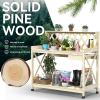 imageYITAHOME Outdoor Garden Workstation Table with Drawer Potting Bench Table wExposed Rack Hanger PVC WaterResistant Mat Natural