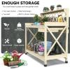 imageYITAHOME Outdoor Garden Workstation Table with Drawer Potting Bench Table wExposed Rack Hanger PVC WaterResistant Mat Natural