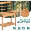 imageYITAHOME Potting Bench Table with Sink and Sliding Tabletop Solid Wood Garden Table for Outside Outdoor Wooden Workstation with Hooks and Storage Shelves for Porch Patio Balcony