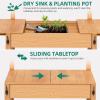 imageYITAHOME Potting Bench Table with Sink and Sliding Tabletop Solid Wood Garden Table for Outside Outdoor Wooden Workstation with Hooks and Storage Shelves for Porch Patio Balcony