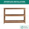 imageYITAHOME Solid Wood Outdoor Console Table 39 Acacia Wood Outdoor Bar Table with 3Tier Storage Shelf XFrame Design and Adjustable Foot Pads for Garden Patio Balcony and Indoor Grey GreenNatural