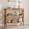 imageYITAHOME Solid Wood Outdoor Console Table 39 Acacia Wood Outdoor Bar Table with 3Tier Storage Shelf XFrame Design and Adjustable Foot Pads for Garden Patio Balcony and Indoor Grey GreenNatural