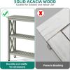 imageYITAHOME Solid Wood Outdoor Console Table 39 Acacia Wood Outdoor Bar Table with 3Tier Storage Shelf XFrame Design and Adjustable Foot Pads for Garden Patio Balcony and Indoor Grey GreenGrey