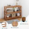 imageYITAHOME Solid Wood Outdoor Console Table 39 Acacia Wood Outdoor Bar Table with 3Tier Storage Shelf XFrame Design and Adjustable Foot Pads for Garden Patio Balcony and Indoor Grey GreenNatural