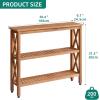 imageYITAHOME Solid Wood Outdoor Console Table 39 Acacia Wood Outdoor Bar Table with 3Tier Storage Shelf XFrame Design and Adjustable Foot Pads for Garden Patio Balcony and Indoor Grey GreenNatural